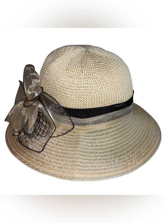 Elegant Wide Brim Church Hat Ladies Fedora Bow and Ribbon Accents main image 5